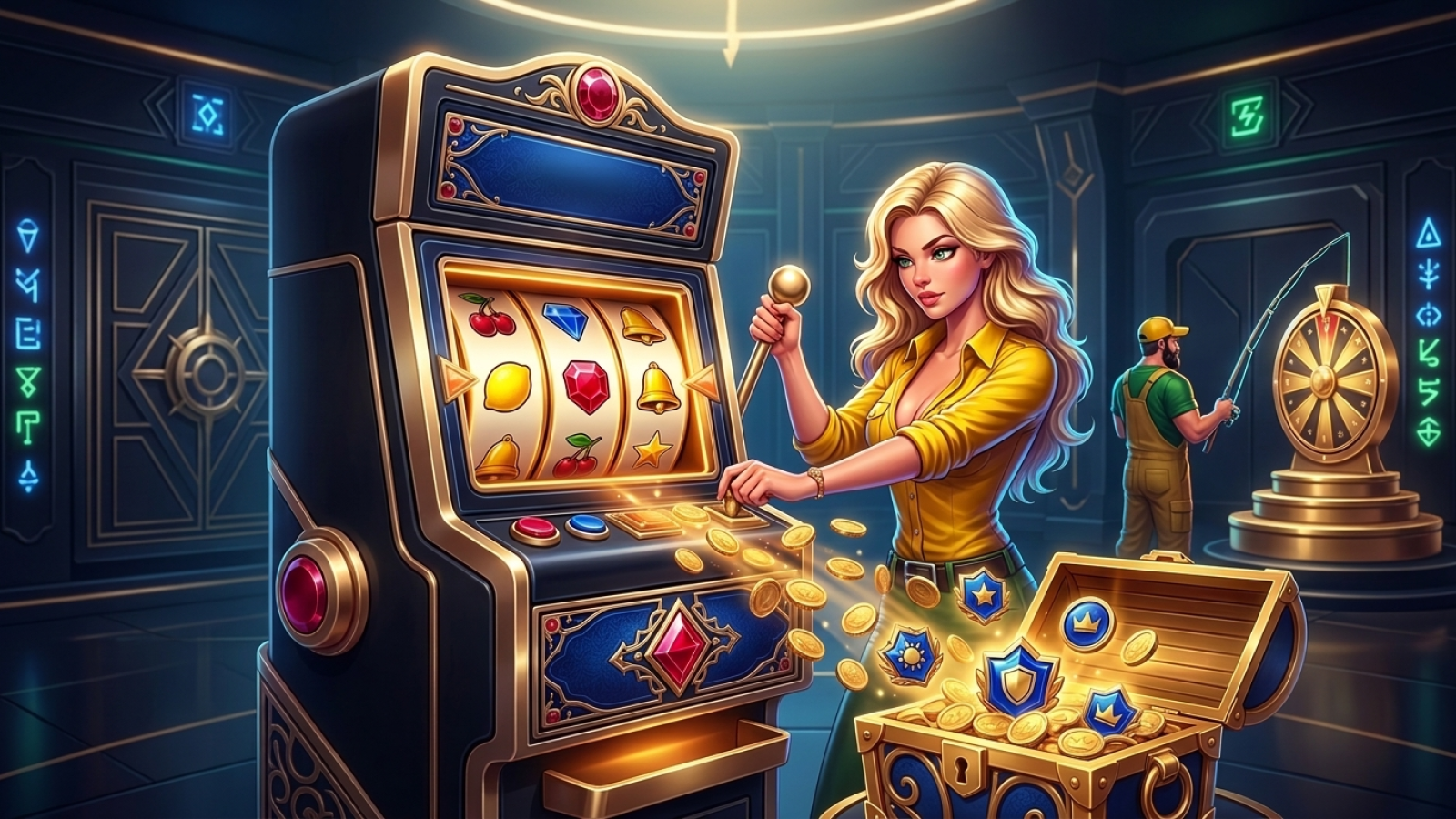 V.Vegas Casino: Illustrative Szene; Bewertung: 9.8/10; Lizenz: Curacao Gaming Control Board